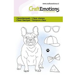 (5034)CraftEmotions clearstamps 6x7cm - Bulldog with accessories