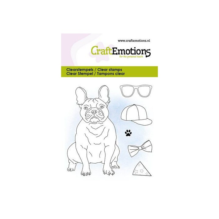 (5034)CraftEmotions clearstamps 6x7cm - Bulldog with accessories