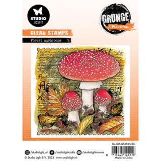 (SL-GR-STAMP453)Studio Light SL Clear Stamp Forrest Mushrooms Grunge collection nr.453
