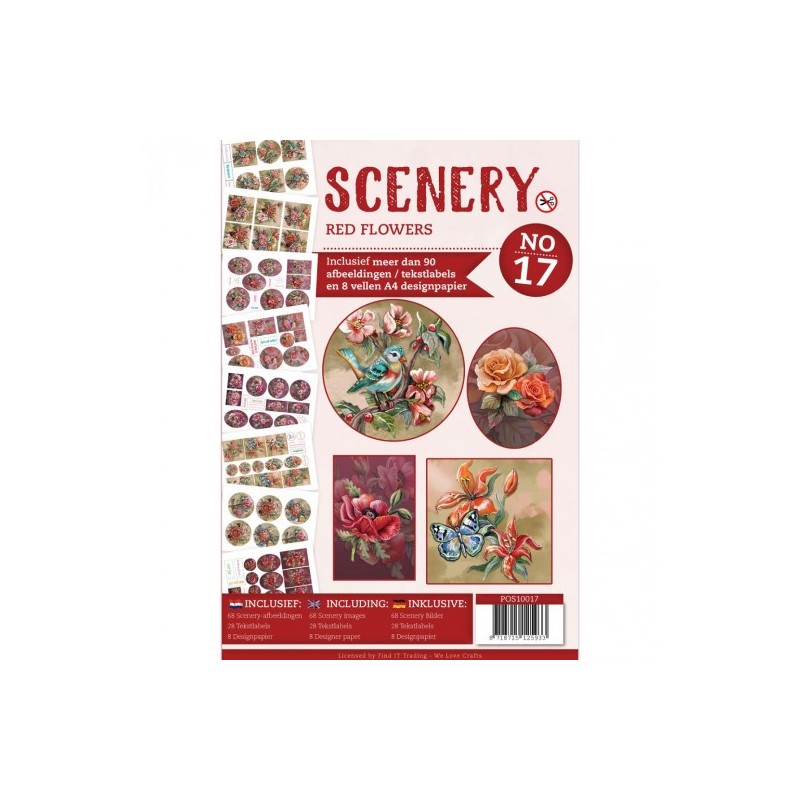 (POS10017)Push Out book Scenery 17 - Red Flowers