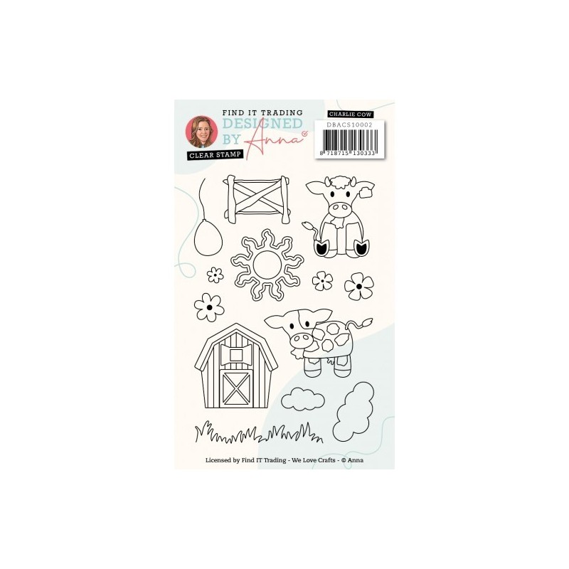(DBACS10002)Designed by Anna - Mix and Match Clear Stamps - Charlie Cow