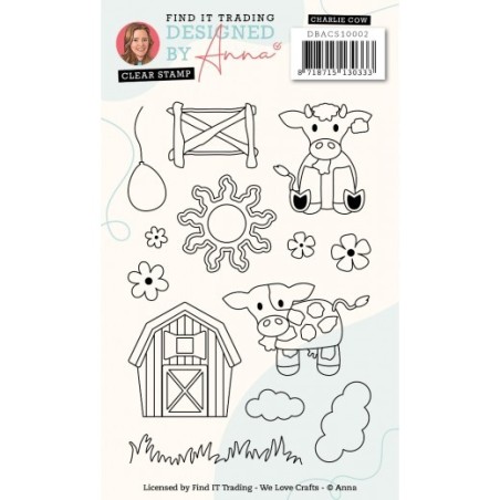 (DBACS10002)Designed by Anna - Mix and Match Clear Stamps - Charlie Cow