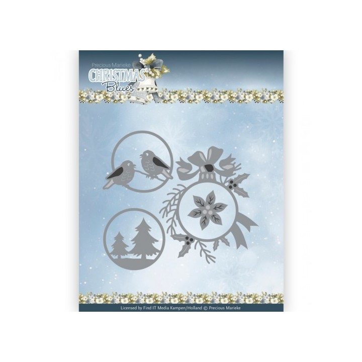 (PM10259)Dies - Precious Marieke - Christmas Blues - Christmas Baubles