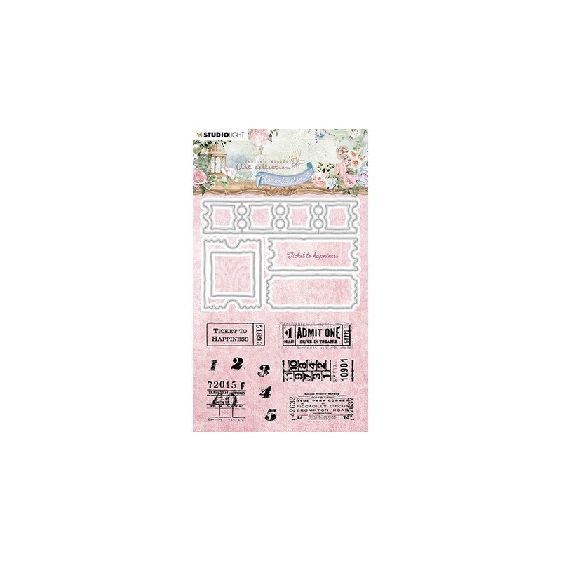 (JMA-RM-SCD62)Studio Light Stamp & Cutting Die Ticket to happiness Romantic Moments nr.62
