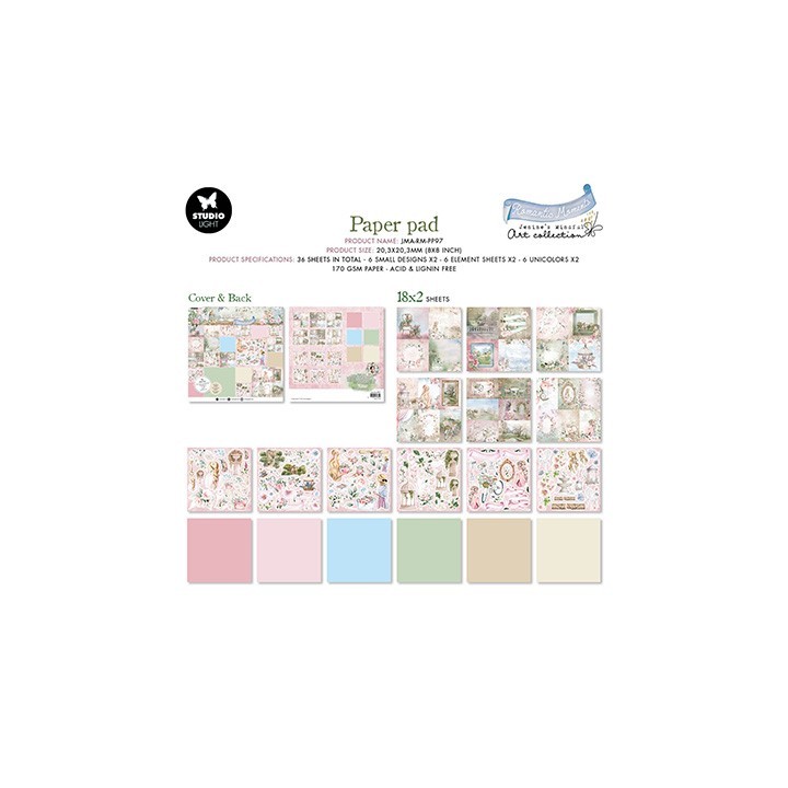 (JMA-RM-PP97)Studio Light Paper pad Small Designs & Elements Romantic Moments nr.97