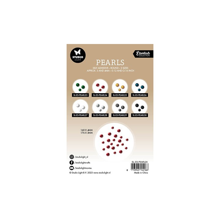 (SL-ES-PEARL24)Studio Light Pearls Red pearls Essentials nr.24