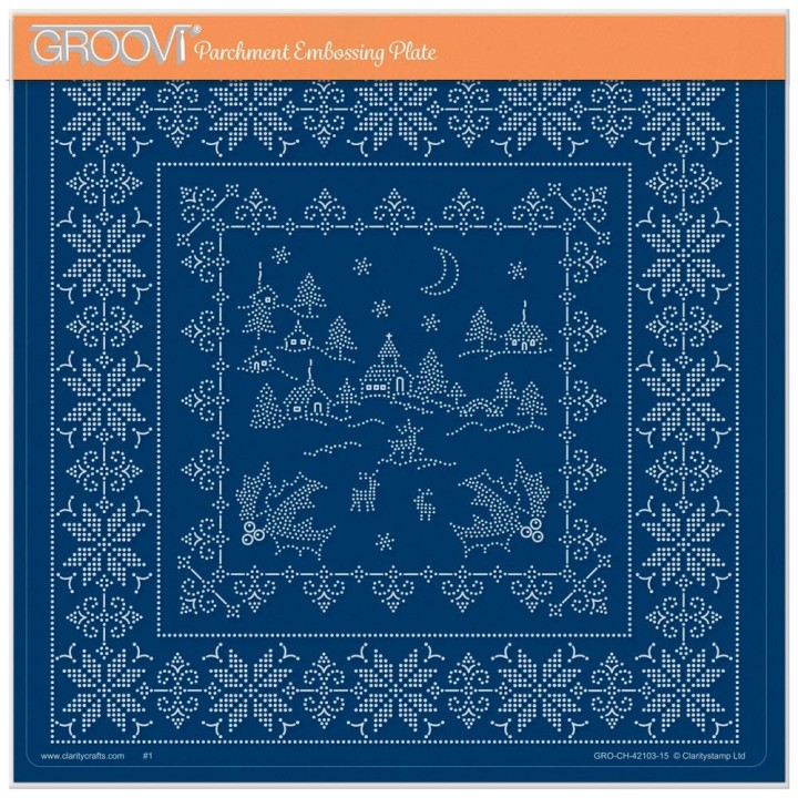 (GRO-CH-42103-15)Groovi Plate A4 LINDA'S DOTTY CROSS-STITCH CHRISTMAS LAYERING FRAME