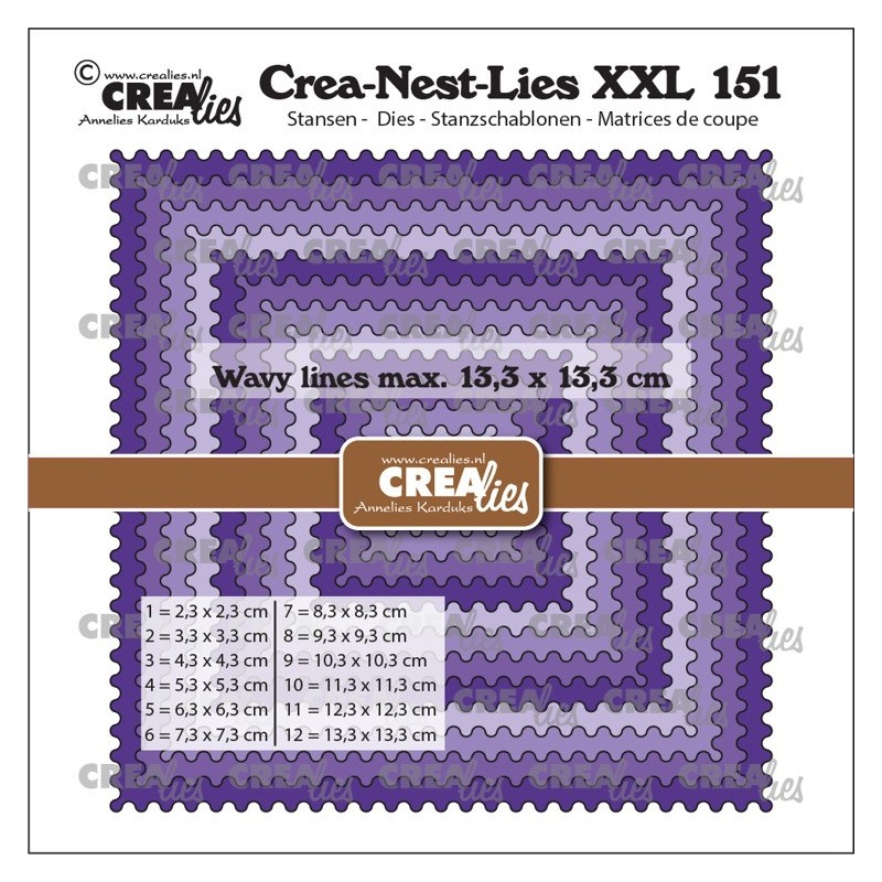 (CLNestXXL151)Crealies Crea-Nest-Lies XXL Squares with wavy lines