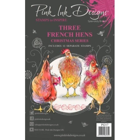 (PI217)Pink Ink Designs Three French Hens A5 Clear Stamps