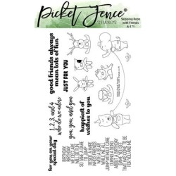 (A-171)Picket Fence Studios Skipping Rope with Friends 4x6 Inch Clear Stamps