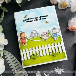 (A-171)Picket Fence Studios Skipping Rope with Friends 4x6 Inch Clear Stamps