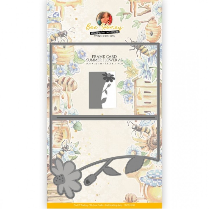 (CDCD0149)Dies - Yvonne Creations - Bee Honey - Summer Flower Frame A5