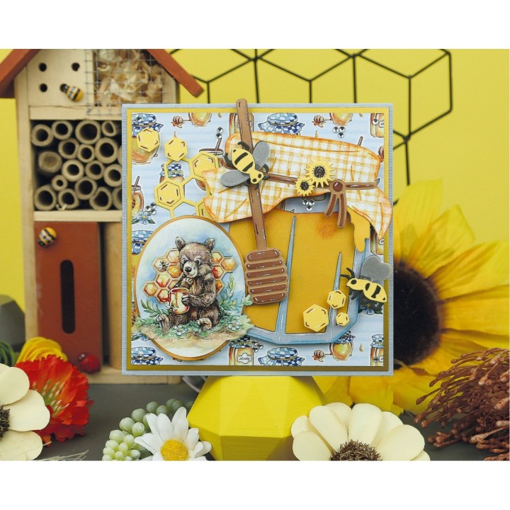 (SB10751)3D Push Out - Yvonne Creations - Bee Honey - Brown Bear
