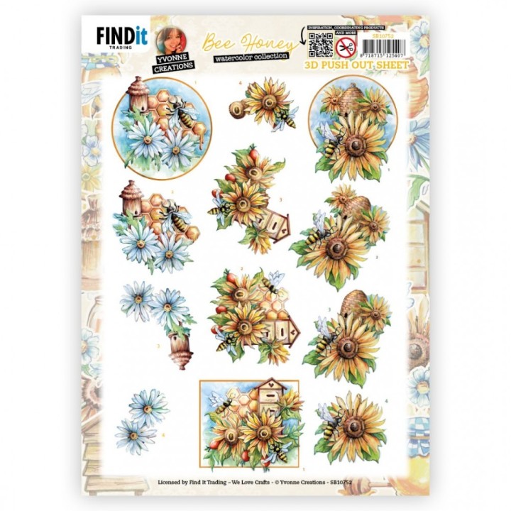 (SB10752)3D Push Out - Yvonne Creations - Bee Honey - Hive