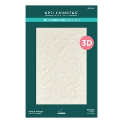(E3D-060)Spellbinders Holly & Foliage 3D Embossing Folder