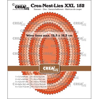 (CLNestXXL152)Crealies Crea-Nest-Lies XXL Ovals with wavy lines