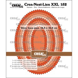 (CLNestXXL152)Crealies Crea-Nest-Lies XXL Ovals with wavy lines