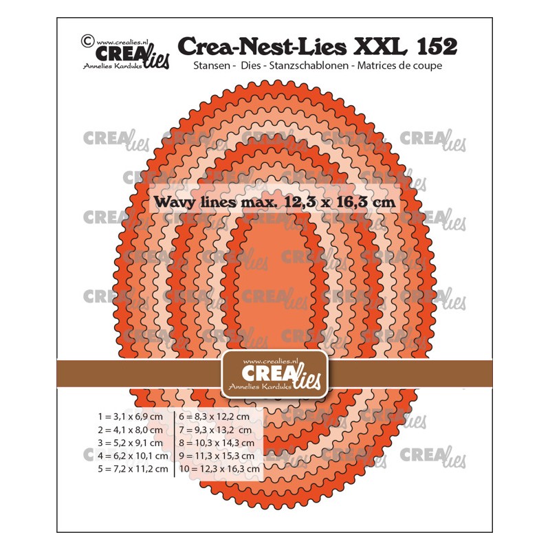 (CLNestXXL152)Crealies Crea-Nest-Lies XXL Ovals with wavy lines