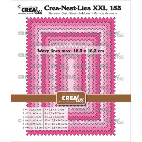 (CLNestXXL153)Crealies Crealies Crea-Nest-Lies XXL Rectangles with wavy lines