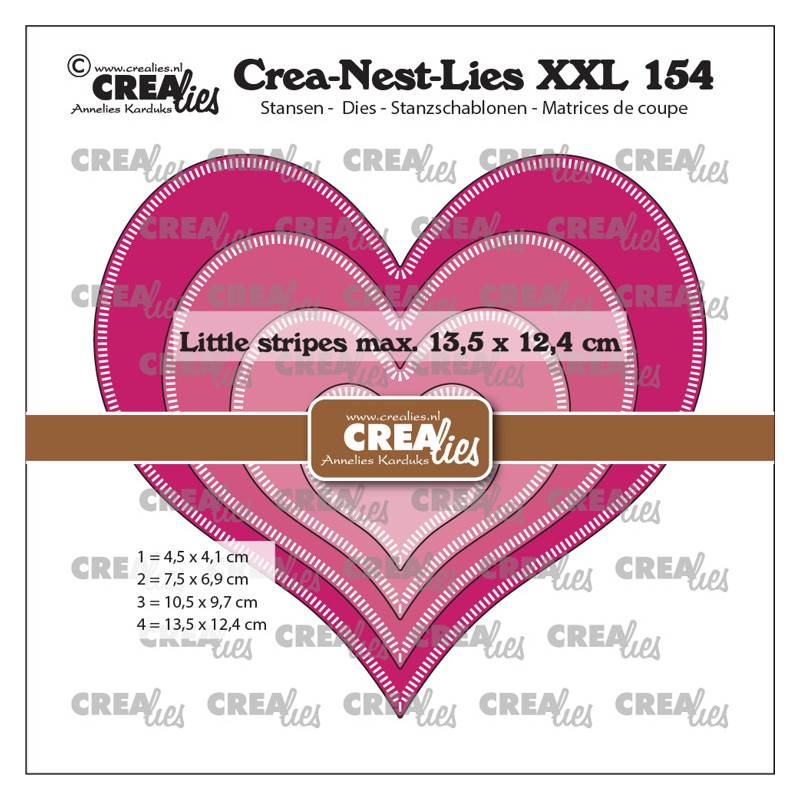 (CLNestXXL154)Crealies Crea-Nest-Lies XXL Hearts with little stripes