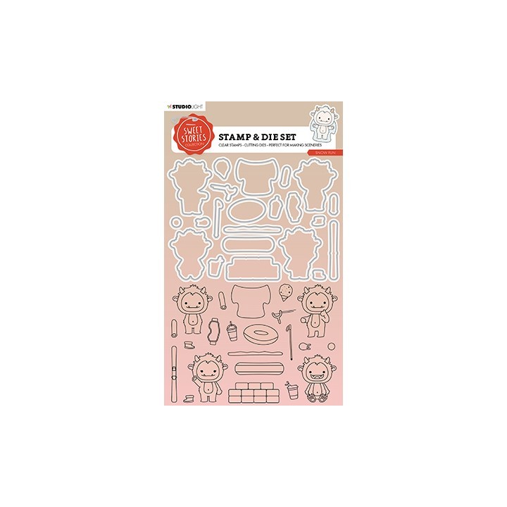 (SL-SS-SCD66)Studio Light Stamp & Cutting Die Snow fun Sweet Stories nr.66