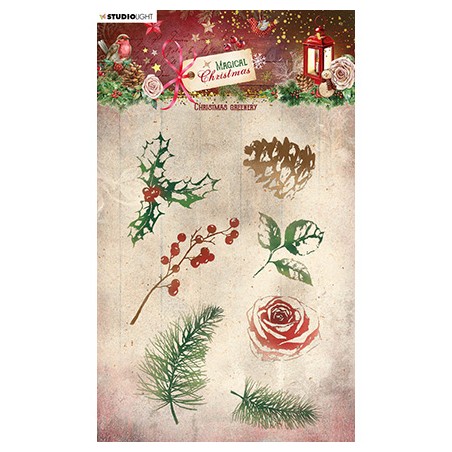 (SL-MC-STAMP500)Studio light Clear stamp Christmas greenery Magical Christmas nr.500