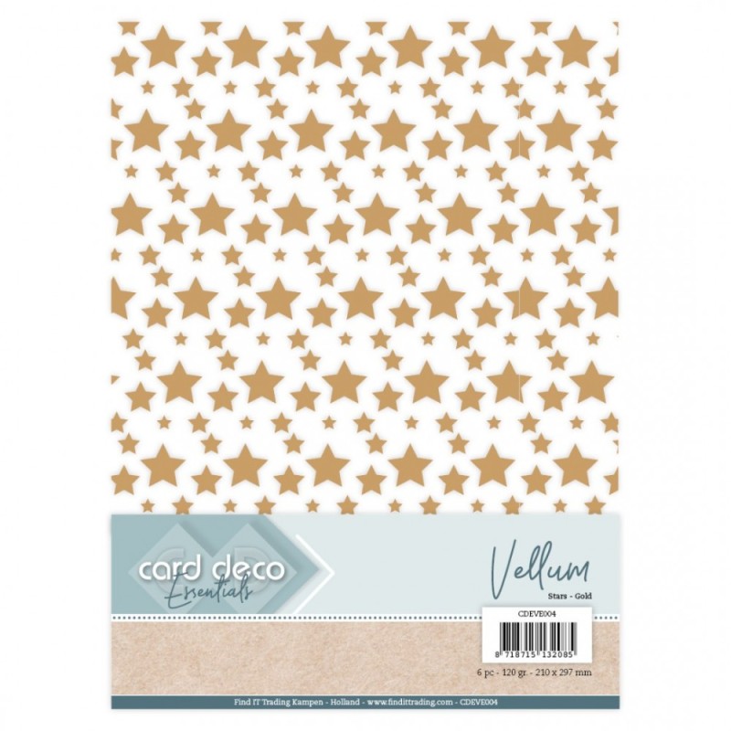 (CDEVE004)Card Deco Essentials - Vellum - Stars Gold