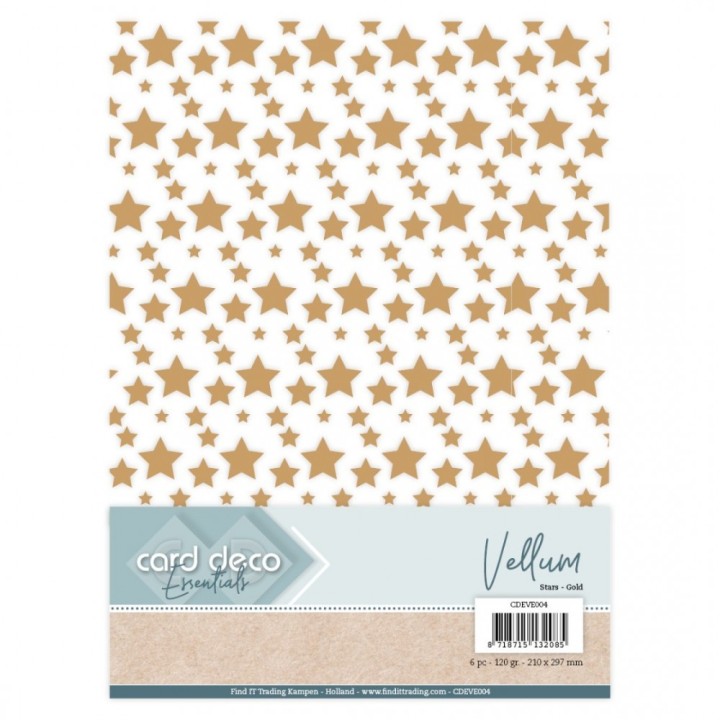 (CDEVE004)Card Deco Essentials - Vellum - Stars Gold