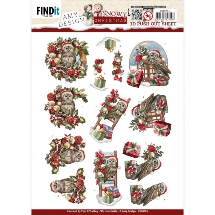 (SB10774)3D Push-Out - Amy Design - Snowy Christmas - Snowy Owl