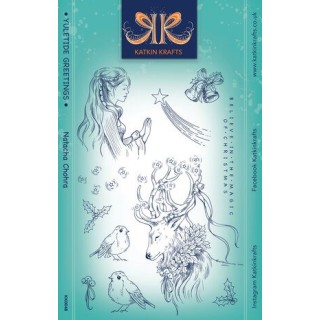 (KK0048)Katkin Krafts Yuletide Greetings A5 Clear Stamp Set