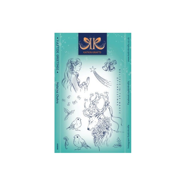 (KK0048)Katkin Krafts Yuletide Greetings A5 Clear Stamp Set