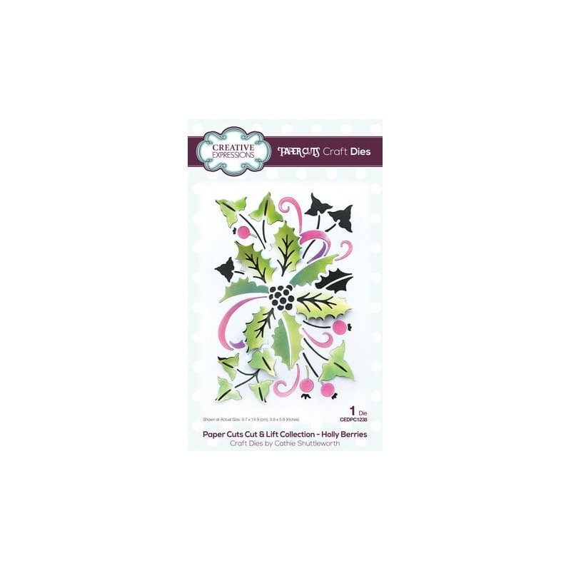 (CEDPC1238)Creative Expressions Cathie Shuttleworth Paper Cuts Cut & Lift Holly Berries