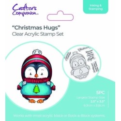 (CC-ST-CA-CHUG)Crafter's Companion Cute Penguin Clear Stamps Christmas Hugs
