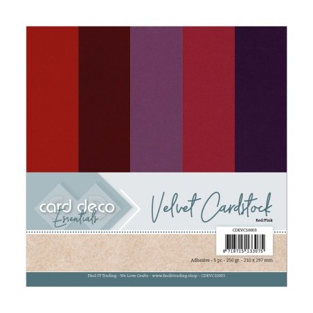 (CDEVC10003)Card Deco Essentials - Velvet, Velours, Fluweel En Zelfklevend Karton Red/Pink