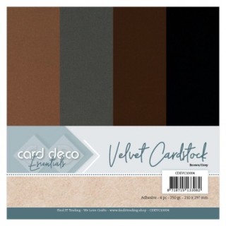 (CDEVC10004)Card Deco Essentials - Velvet, Velours, Fluweel En Zelfklevend Karton Brown/Grey