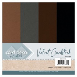 (CDEVC10004)Card Deco Essentials - Velvet, Velours, Fluweel En Zelfklevend Karton Brown/Grey