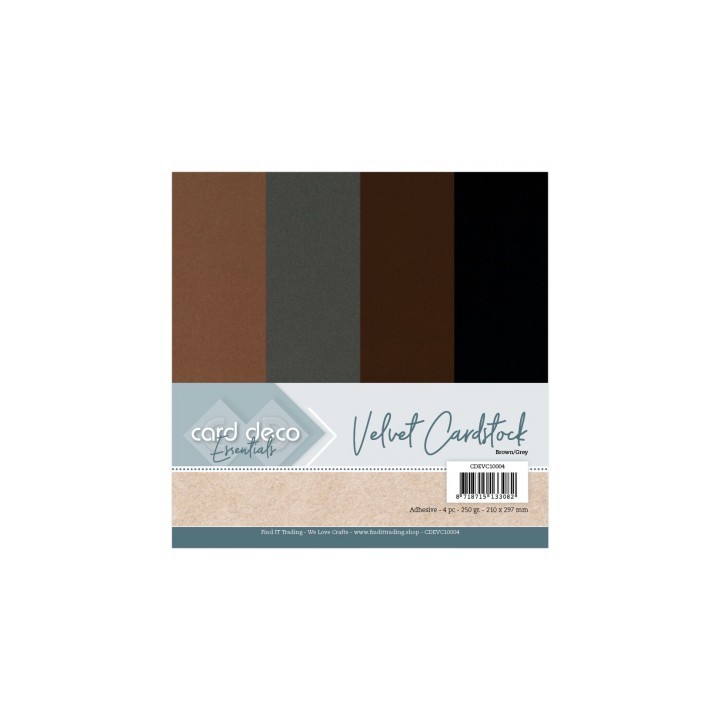 (CDEVC10004)Card Deco Essentials - Velvet, Velours, Fluweel En Zelfklevend Karton Brown/Grey