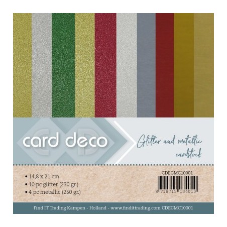 (CDEGMC10001)Card Deco Essentials - Glitter And Metallic Cardstock - Christmas A5