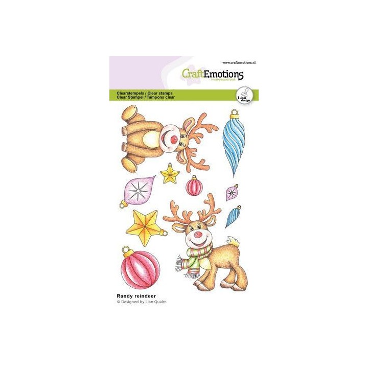 (2717)CraftEmotions clearstamps A6 Randy reindeer Lian Qualm