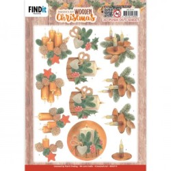 (SB10775)3D Push-Out - Jeanine's Art - Wooden Christmas - Orange Candles