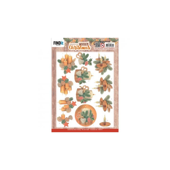 (SB10775)3D Push-Out - Jeanine's Art - Wooden Christmas - Orange Candles