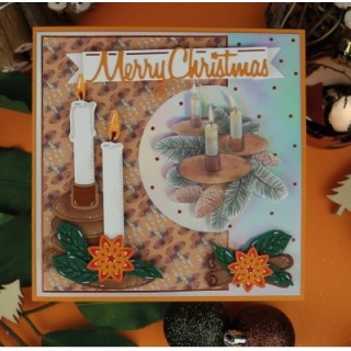 (SB10775)3D Push-Out - Jeanine's Art - Wooden Christmas - Orange Candles