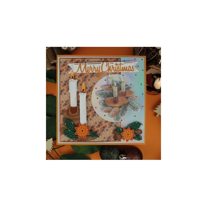 (SB10775)3D Push-Out - Jeanine's Art - Wooden Christmas - Orange Candles