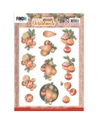 (SB10776)3D Push-Out - Jeanine's Art - Wooden Christmas - Orange Baubles