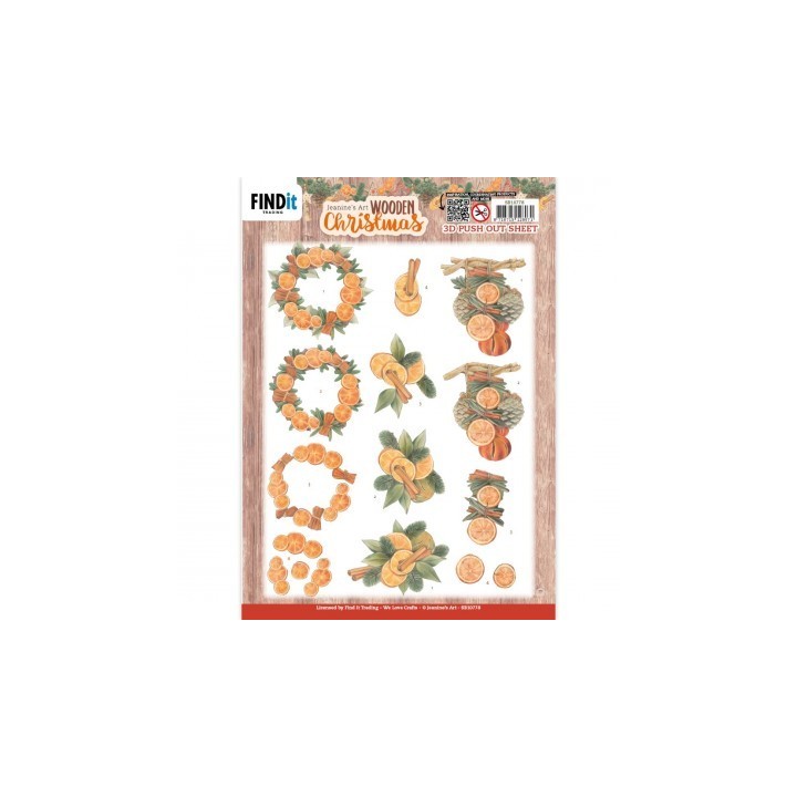 (SB10778)3D Push-Out - Jeanine's Art - Wooden Christmas - Orange Fruit