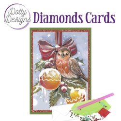 (DDDC1156)Dotty Designs Diamond Cards - Bird With Christmas Ornaments
