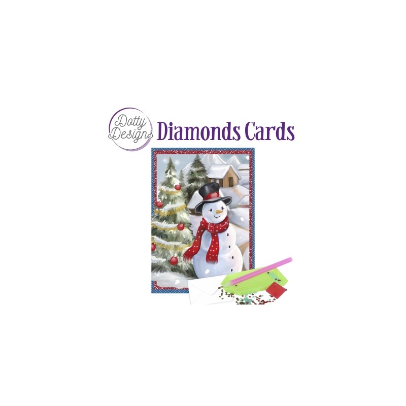 (DDDC1158)Dotty Designs Diamond Cards - Snowman In A Christmas Village