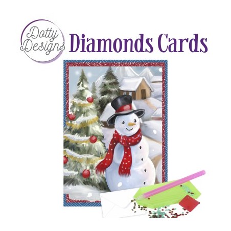 (DDDC1158)Dotty Designs Diamond Cards - Snowman In A Christmas Village