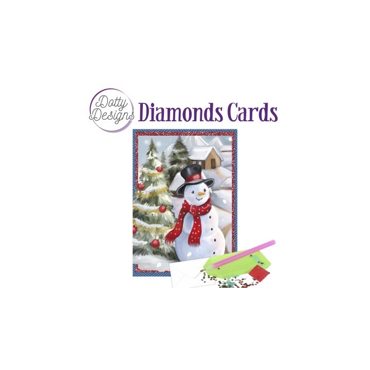 (DDDC1158)Dotty Designs Diamond Cards - Snowman In A Christmas Village