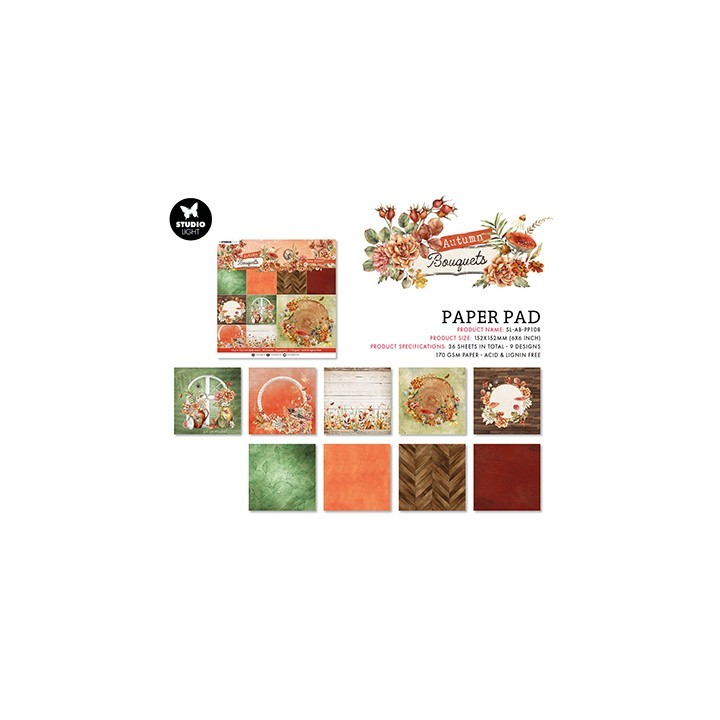 (SL-AB-PP108)Studio Light Paper Pad Deep tones Autumn Bouquet nr.108